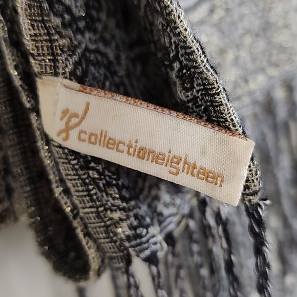 Collection Eighteen Metallic Floral Fringed Wrap Scarf - Picture 2 of 11